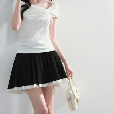 Pearlmise经典拼接百褶裙裤