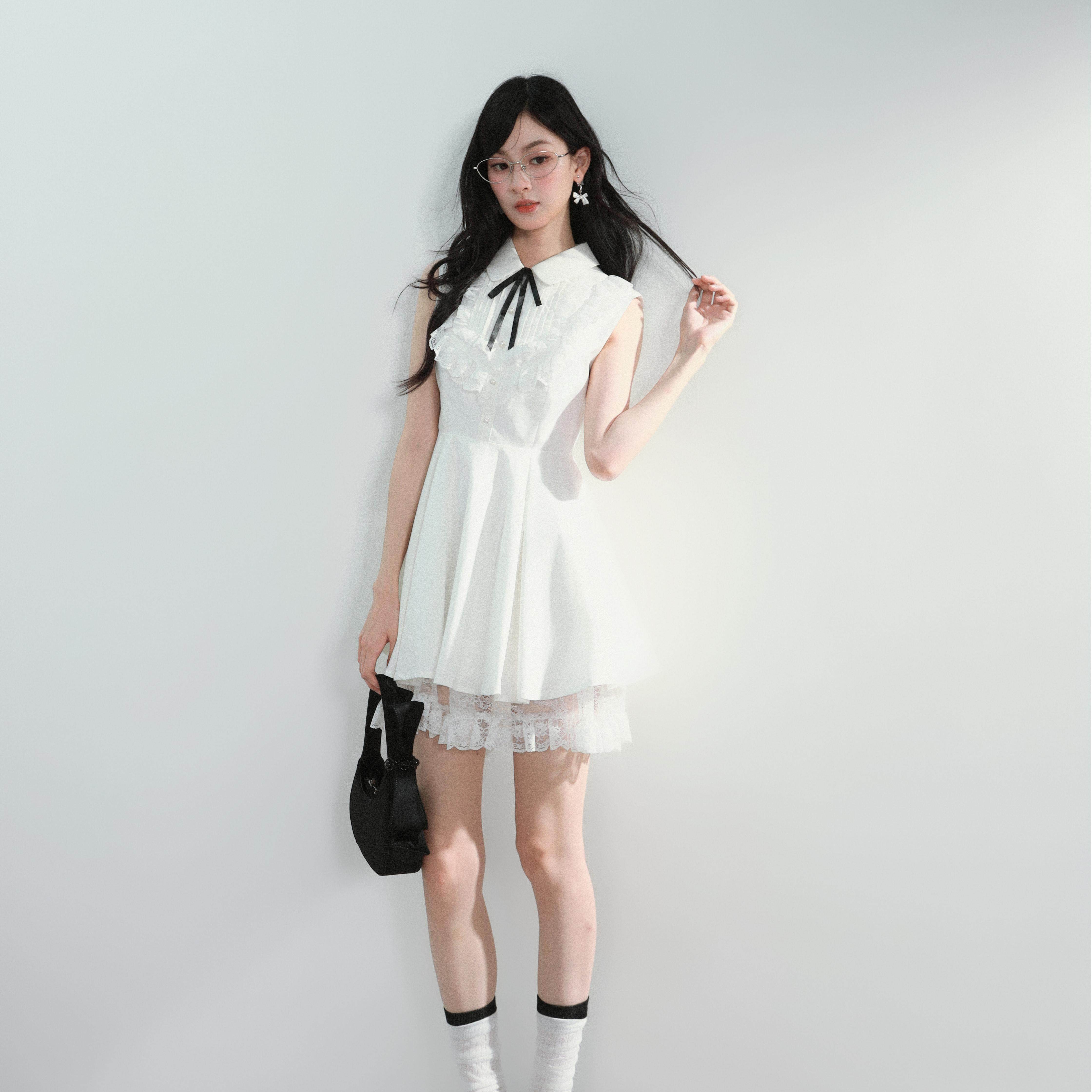 Pearlmise初恋絮语拼接连衣裙