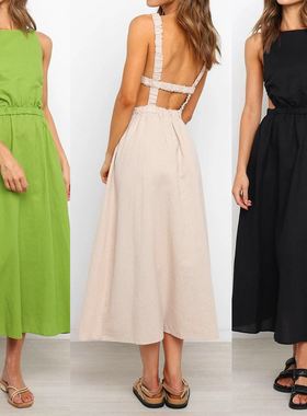Slip Summer Dresses Vintage Party Maxi Dress Women Backless