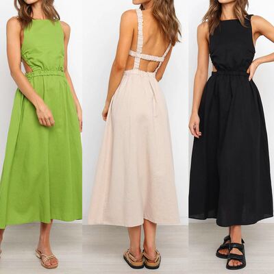 Slip Summer Dresses Vintage Party Maxi Dress Women Backless