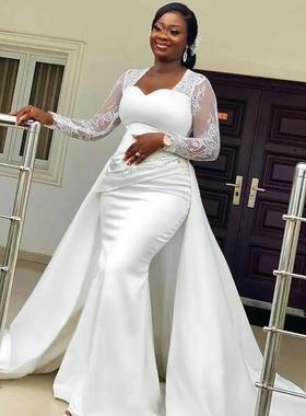 African Mermaid Wedding Dress Robe De Removeable Train