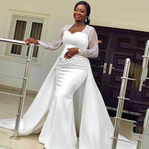 African Mermaid Wedding Dress Robe De Removeable Train