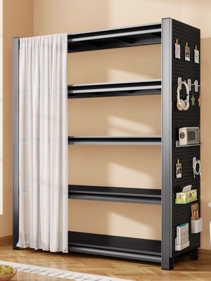 家用洞洞板置物架防尘帘多层货架落地式仓库阳台储藏室钢制收纳架