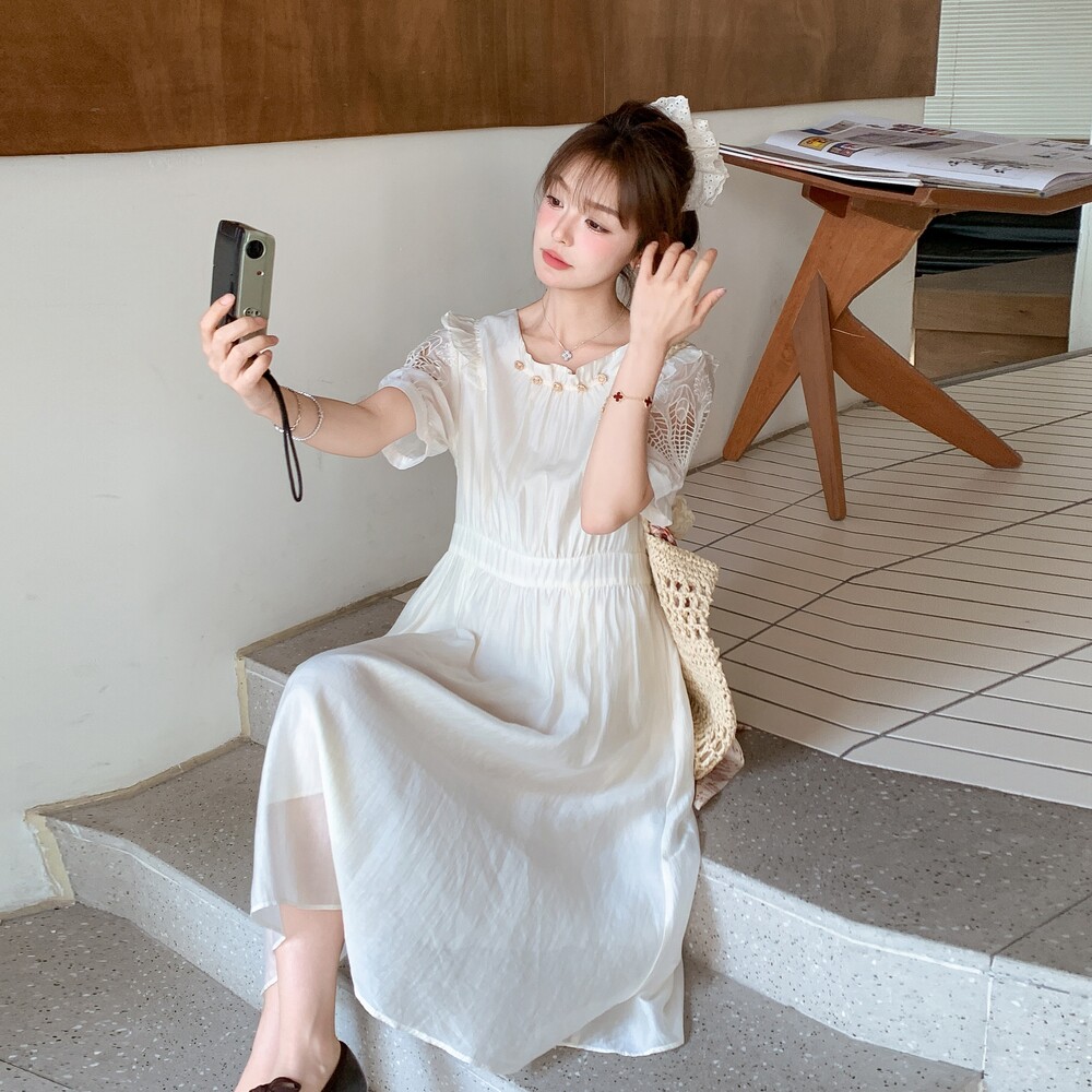 6735袖镂空连衣裙222-P135-K218,女装连衣裙,浙宝222（原006）