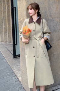 卡其色风衣外套女中长款2025春季新款韩系高级感今年流行休闲大衣图片