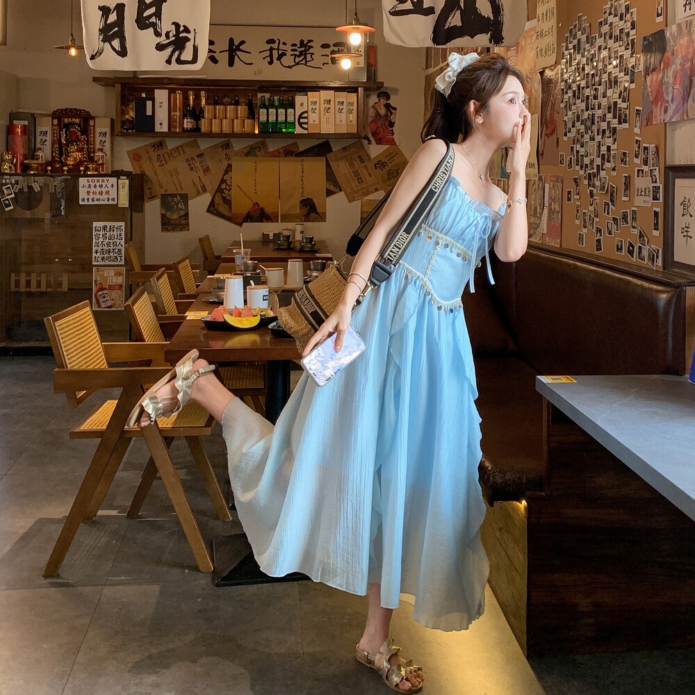 6751蓝色仙女吊带裙222-P115-K168,女装连衣裙,浙宝222（原006）