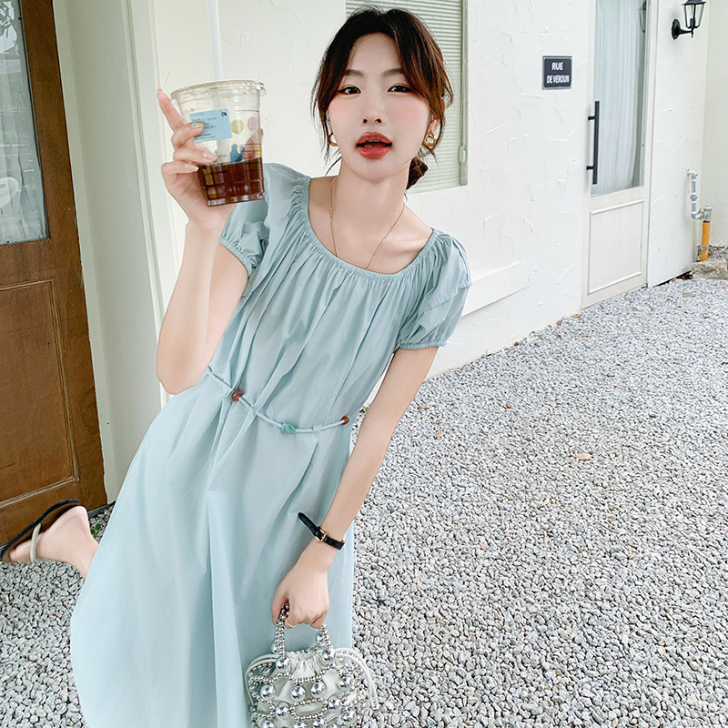 超好看夏日绝美蓝色连衣裙女2025新款气质独特漂亮海边度假风长裙,女装连衣裙,浙宝222（原006）