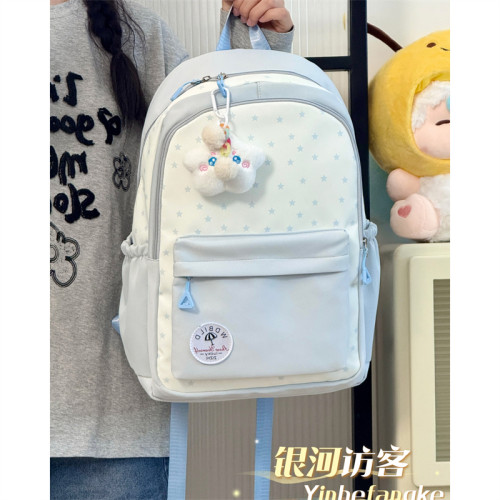 ins小清新百搭星星书包女初中生高中学生高颜值双肩包大容量背包
