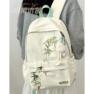 新中式 国潮森系文艺书包女复古简约百搭初中女生高中生双肩包背包