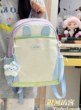 可爱学院耳朵书包女高颜值软萌小学生百搭上课双肩包轻便出游背包