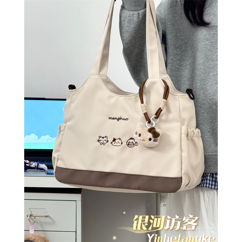 ins风简约慵懒休闲托特包女大学生上课包包百搭大容量复古单肩包