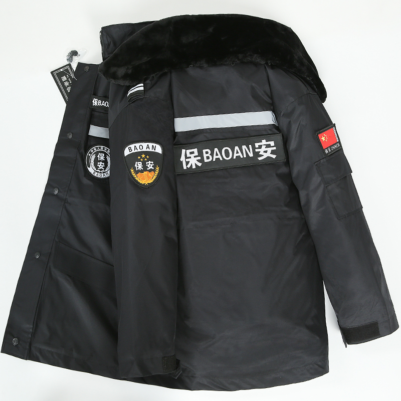 保安棉服男冬季加厚黑色耐磨作训特训军棉大衣棉袄冬装多功能棉衣