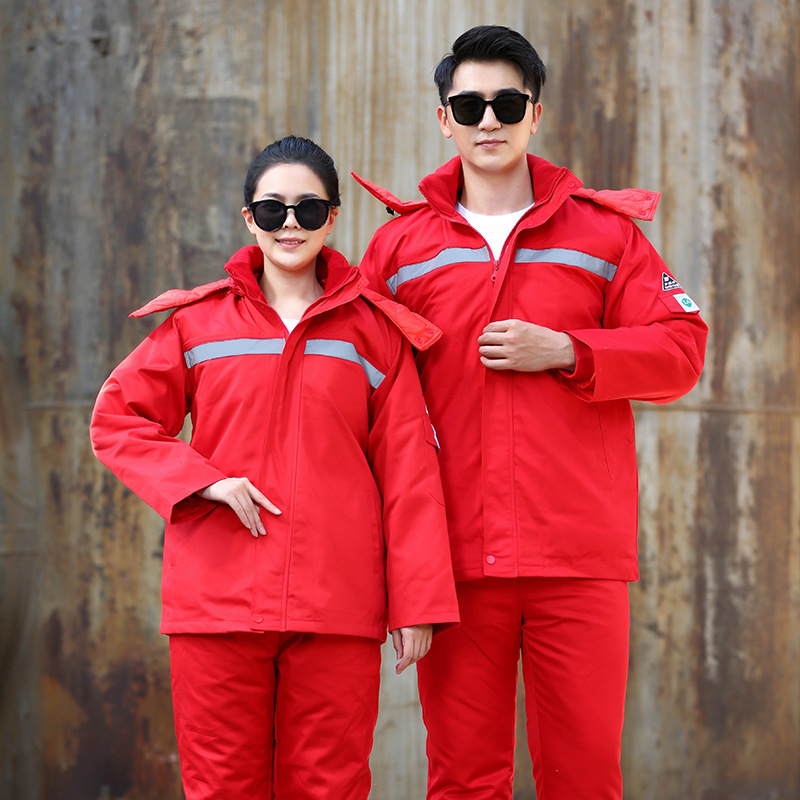 防静电加厚棉服套装男女款