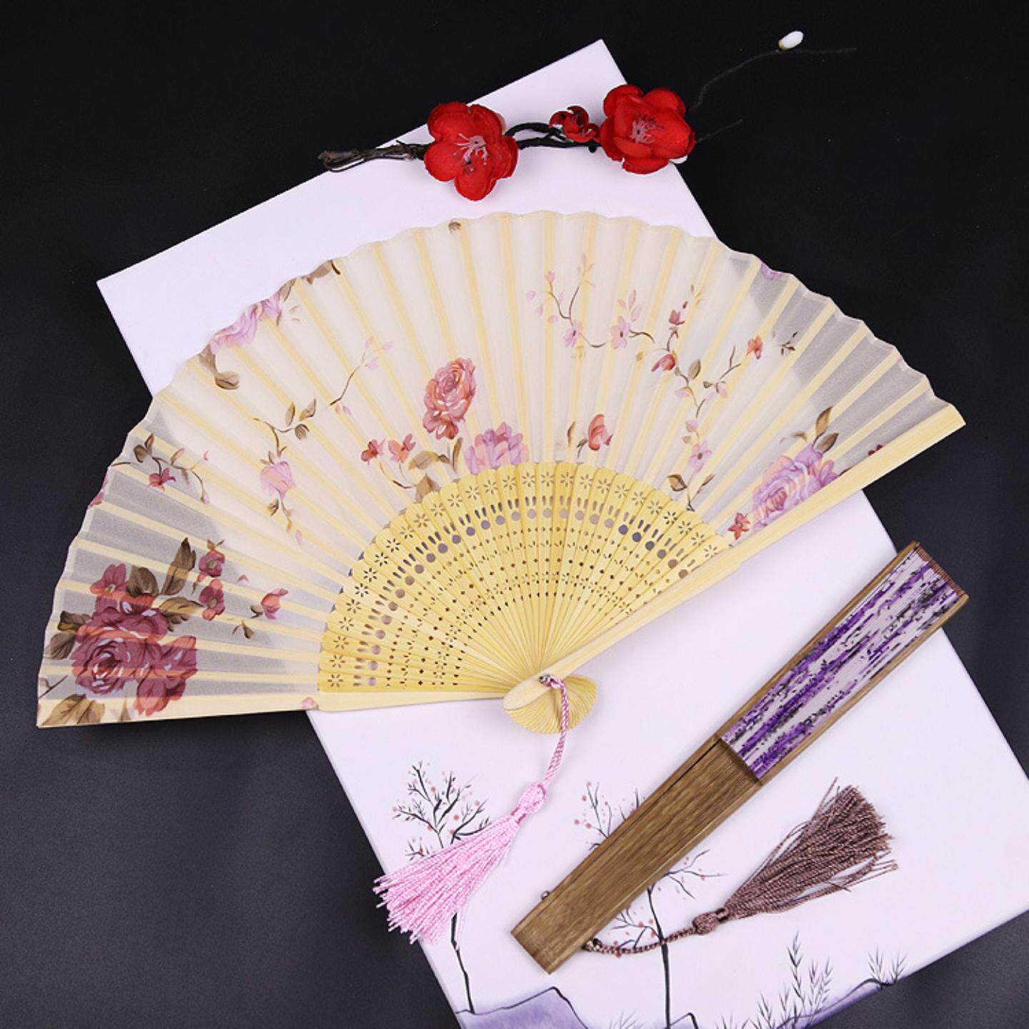 中国风古风汉服扇绢面女扇子双面