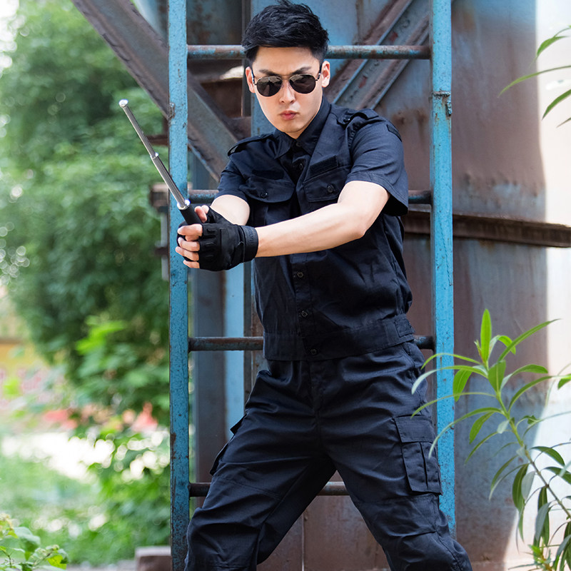 保安工作服套装男春秋黑色短袖作训服秋冬加厚耐磨长袖制服保安服
