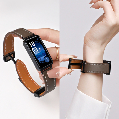 适用keepb4真皮表带keep手环B5折叠扣腕带b4lite运动手表链四代健身手环b4磁吸扣皮革表带男女休闲替换带配件