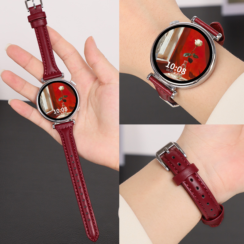 适用vivowatch5真皮表带watch1/2/3智能手表小蛮腰腕带iqoowatch5细款手表链五代女版运动手表个性针扣替换带