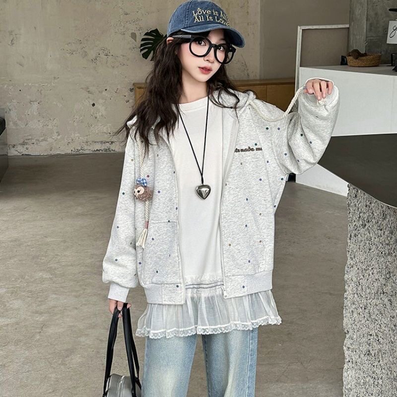 女童春装外套2026新款儿童韩版休闲连帽卫衣开衫中大童秋装上衣