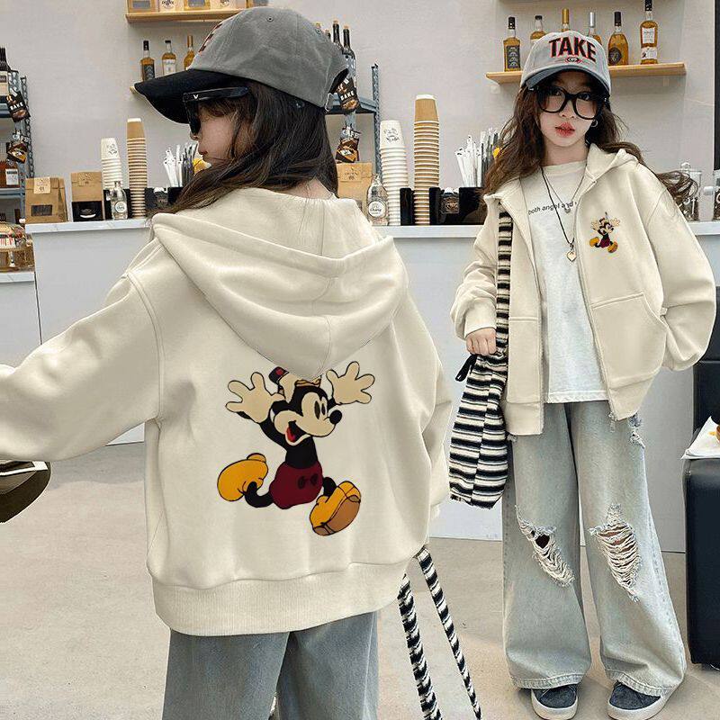 儿童卫衣外套2026春秋薄款女童卡通印花开衫外套韩版洋气上衣潮