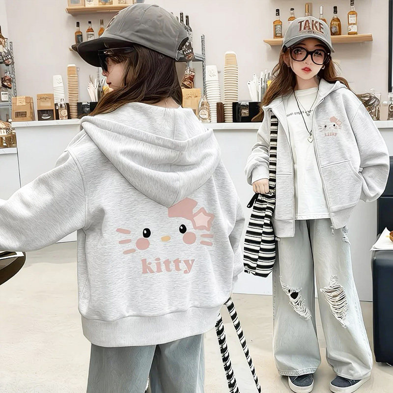 女童卫衣外套2026春秋新款儿童卡通韩版宽松开衫上衣大童加绒秋装
