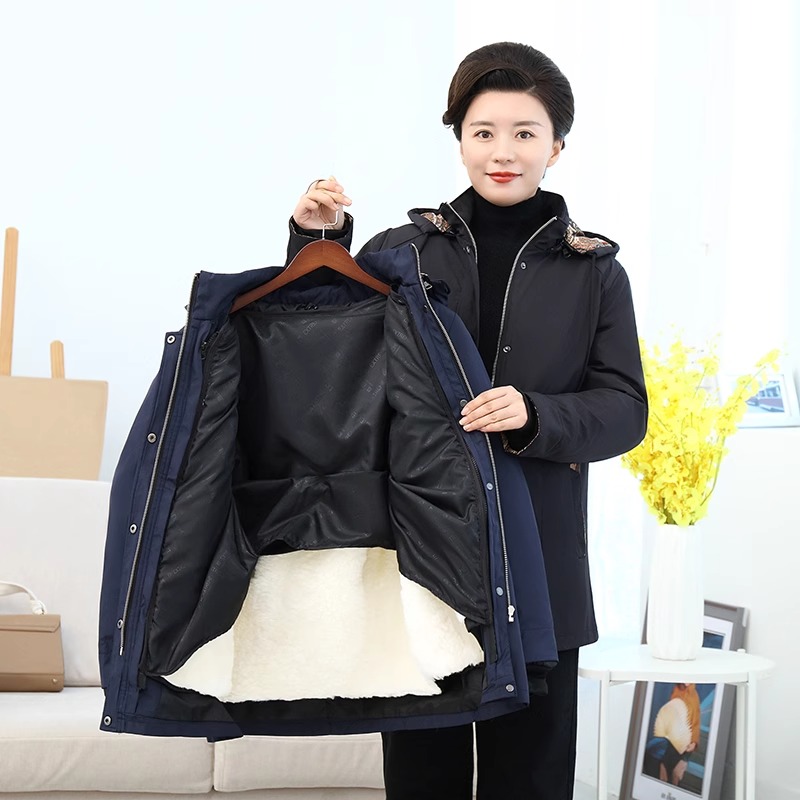 羊毛棉袄女士皮毛一体中老年加厚羊皮袄冬季妈妈奶奶外套棉衣棉服