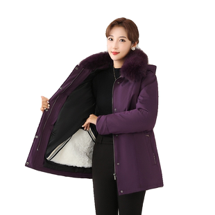 羊毛棉袄女士皮毛一体中老年加厚羊皮袄冬季妈妈奶奶外套棉衣棉服