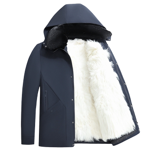 羊毛棉袄男士皮毛一体中老年加厚羊皮袄东北棉衣服冬季爸爸装外套