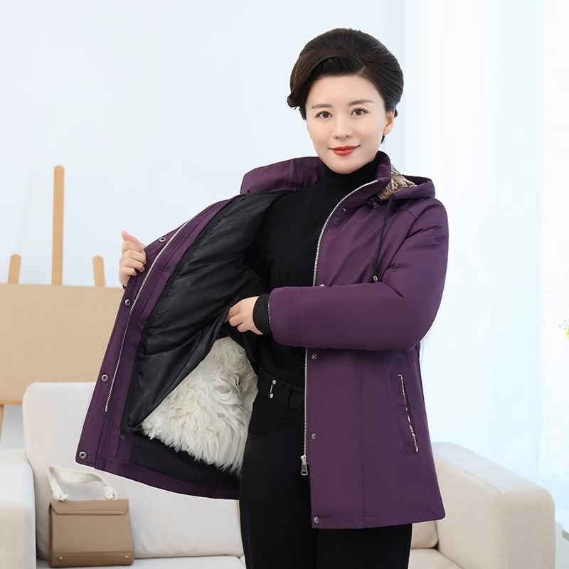 羊毛棉袄女士皮毛一体中老年加厚羊皮袄冬季妈妈奶奶外套棉衣棉服