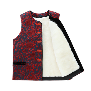 冬季中老年羊毛马甲女皮毛一体妈妈装保暖马夹针织背心加厚棉坎肩