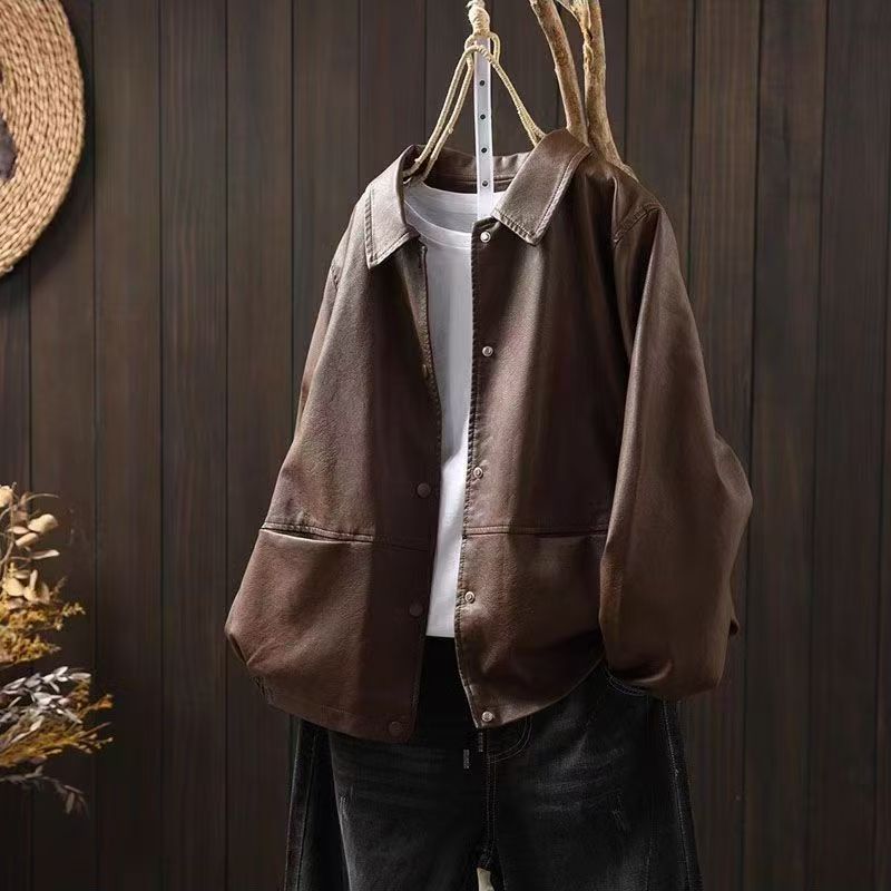 韩版时尚pu皮衣机车服外套女秋季洋气时髦宽松百搭休闲夹克上衣潮