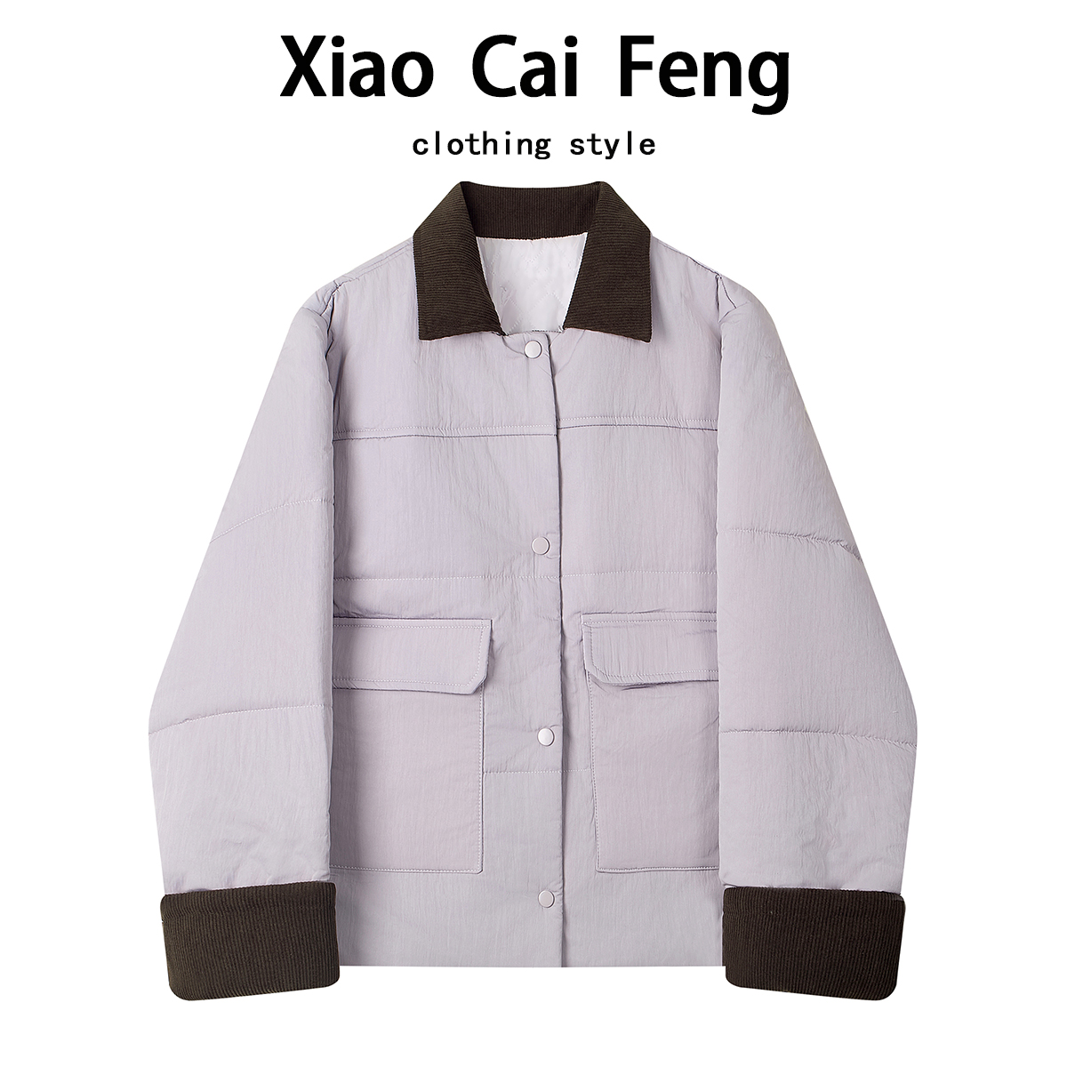 轻薄羽绒棉衣短外套女2025冬季新款翻领拼接小棉服设计感加厚棉袄