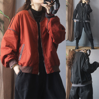 撤柜奥特莱斯清仓捡漏复古轻薄棉服女冬季宽松夹棉加厚棒球服外套