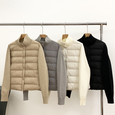 轻薄羽绒棉服女款2025冬季新款立领毛衣拼接轻便排骨内胆短外套潮