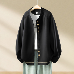 小香风复古金扣棒球服外套女秋冬新款大码胖mm休闲宽松高级感上衣