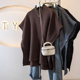 女秋冬款 大码 胖mm斗篷毛衣针织衫 慵懒风宽松气质外搭披肩套头上衣