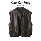 复古酷飒风机车pu皮衣马甲外套女秋装 新款 气质百搭坎肩夹克上衣潮