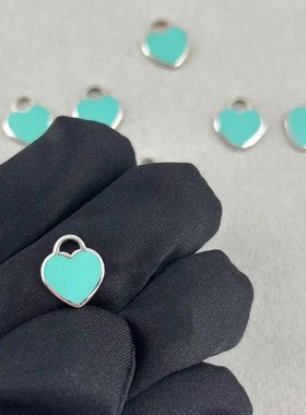 珐琅T爱心项链女纯银挂件不掉色