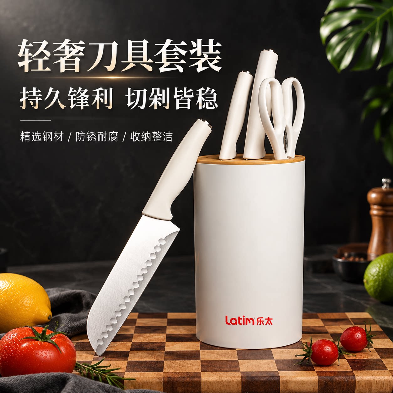 乐太家用菜刀水果刀剔骨刀剪骨刀组合五件套不锈钢钢刀