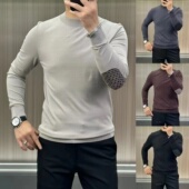 新款 长袖 男士 秋季 内搭圆领针织衫 欧货寸领打底衫 修身 纯色男T恤