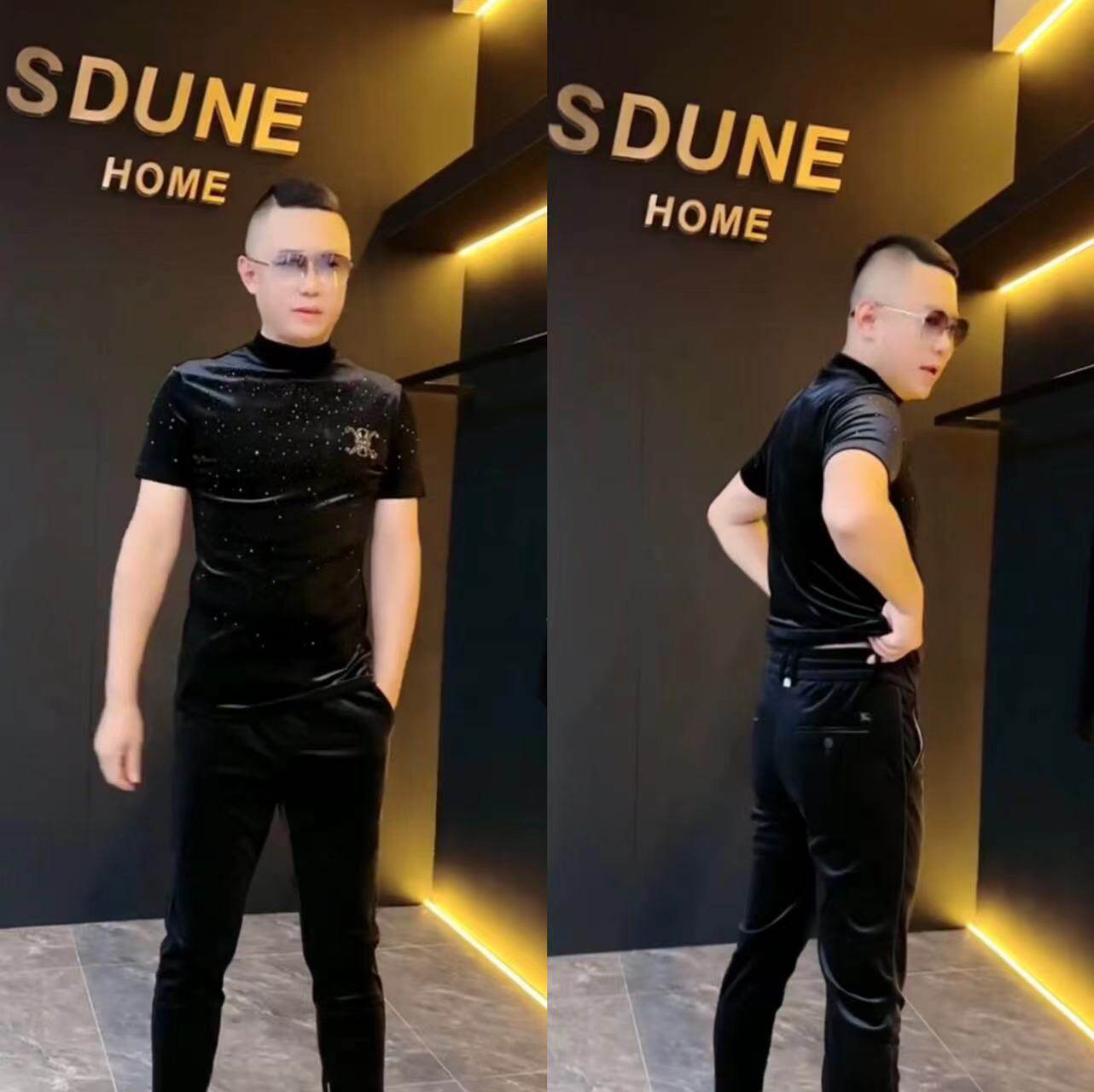002秋季男士欧货商务金丝绒T恤衫修身百搭春秋男内搭圆领半袖小衫