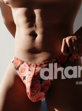 【Dhan线上商店】新款男士三角裤性感低腰涤纶玫瑰印花图案内裤
