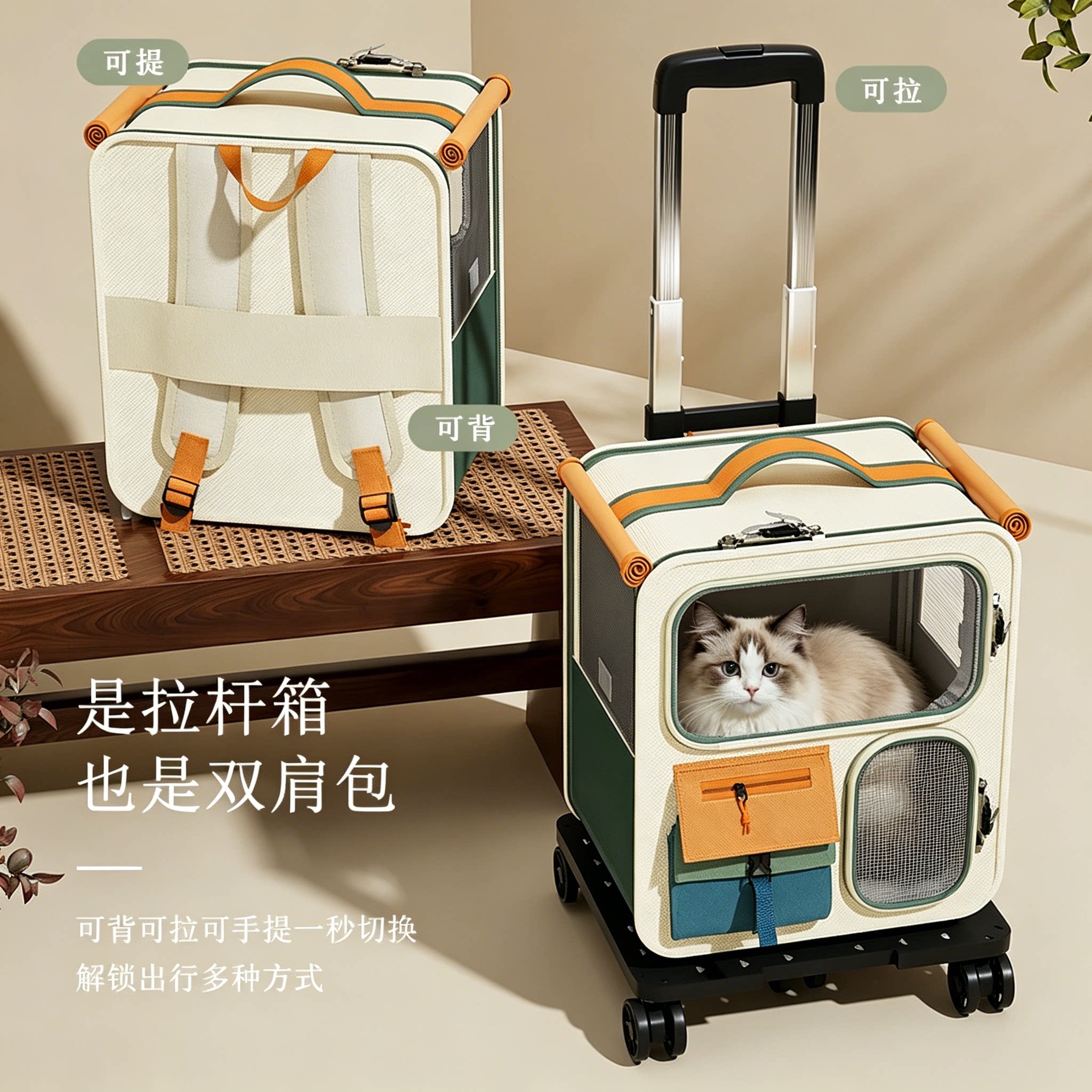 猫狗外出便携大容量航空箱背包
