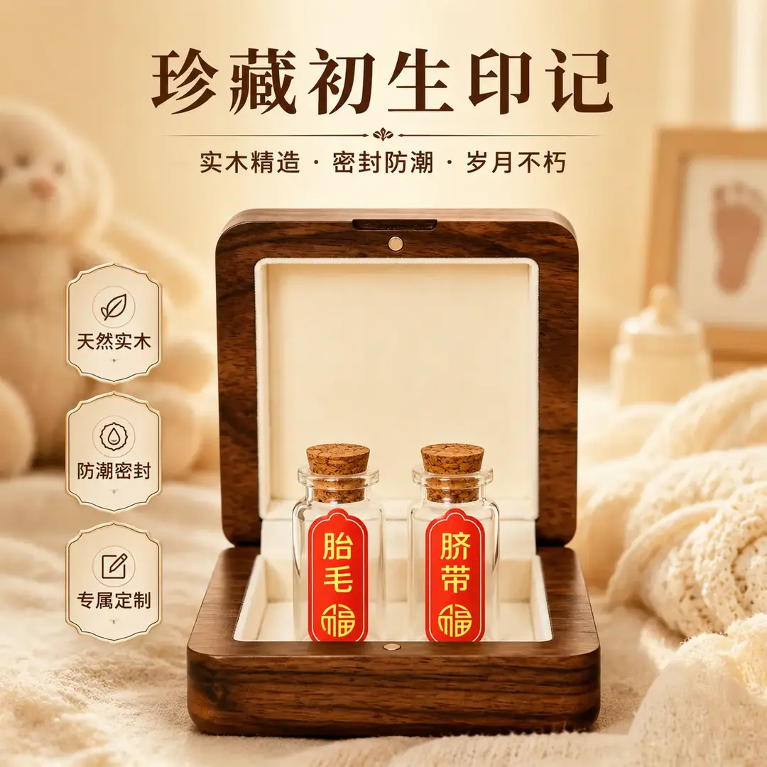 新生儿胎发脐带纪念保存盒
