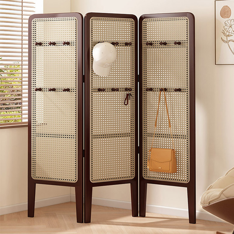 藤编屏风隔断墙客厅入户正对门
