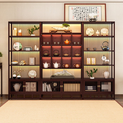 博古架茶叶柜子置物架茶碗收纳架
