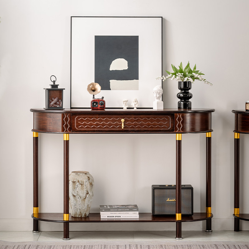 入户玄关桌客厅美式复古玄关台过道走廊靠墙收纳柜家用端景置物台