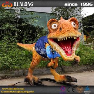 卡通大眼霸王龙恐龙机械模型制作厂家大唐不夜城中庭引流摆件