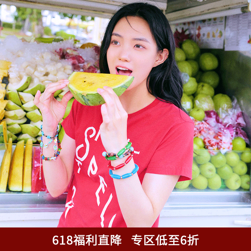 SPELLEDIT夏季新品斜角标T恤时尚字母印花修身短袖上衣女