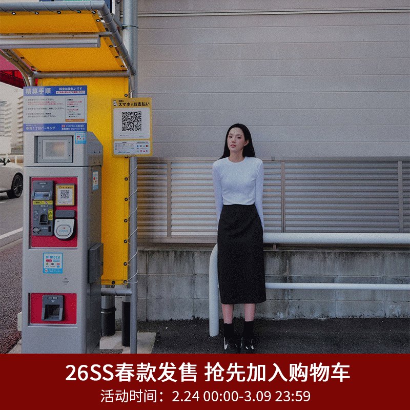 SPELLEDIT2025冬季新品羊毛中长裙简约百搭加厚直筒裙子半身裙女