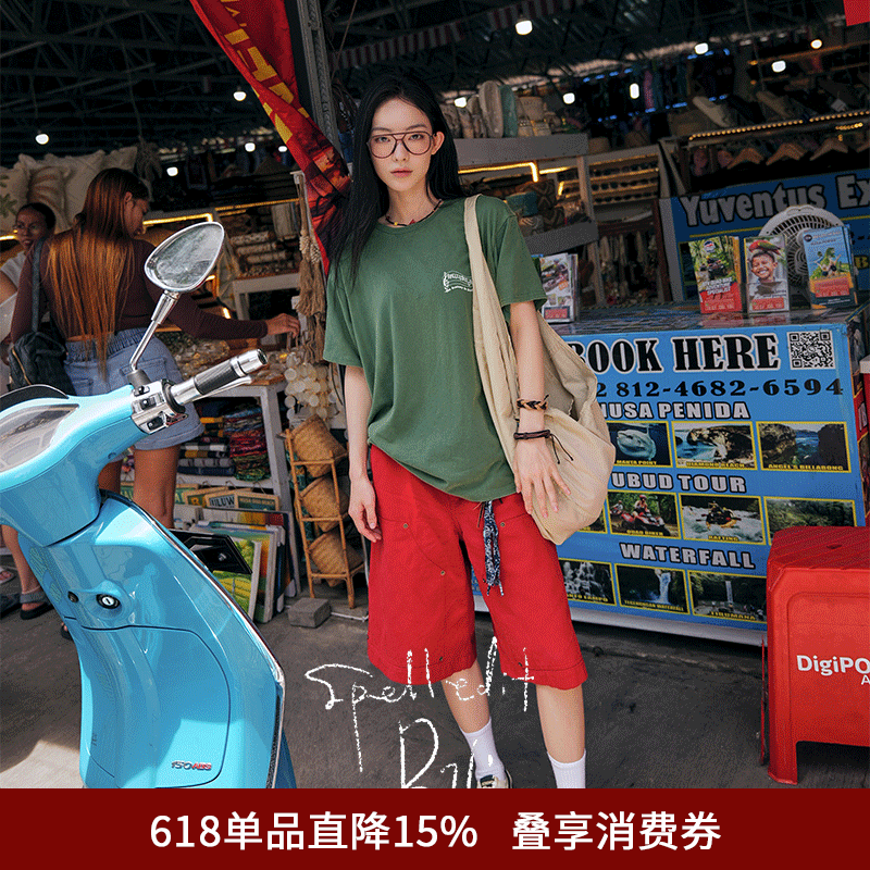 SPELLEDIT2026春季新品复古音符T恤字母印花宽松复古风上衣女